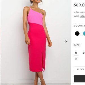 Petal and Pup Xiomar Dress- One Shoulder Pink Midi Dress